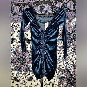 Fashion Nova ruched velvet mini dress NWT